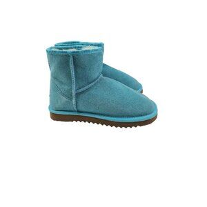 Ukala Women's Aqua Blue Sydney Melino Wool Suede Winter Ankle Snow Boots Size 6